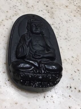 Sitting Buddha Black Stone Pendant